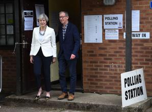 Prime Minister Theresa May casts her vote in Sonning