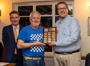 Ian Wisdom collects Citizen of the Year award from Cllr Bowley 