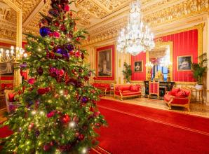 Pictures: Windsor Castle unveils its Christmas displays, with 20-foot tree in St George’s Hall