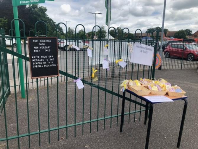 The 'memory wall' at The Colleton Primary School 50th anniversary fete 