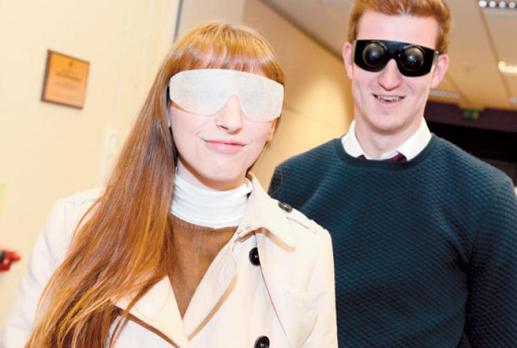 Obstacle course highlighting challenges faced by elderly people set up for Falls Awareness Week