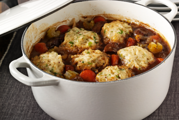 Recipe Beef and beer casserole with Tewkesbury hot mustard dumplings