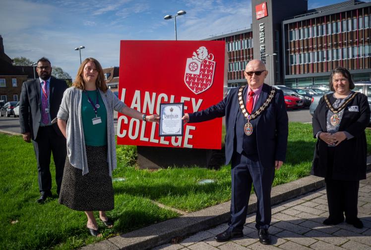Langley College recognised for life-saving work during COVID-19 lockdown