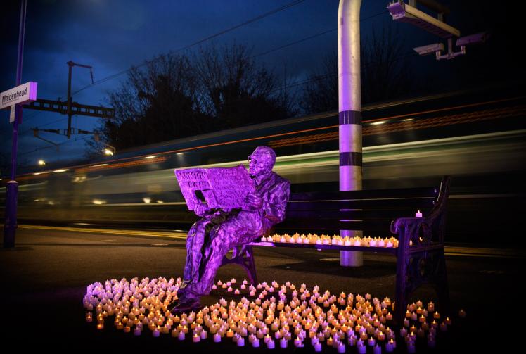 Sir Nicholas Winton statue lit up for Holocaust Memorial Day