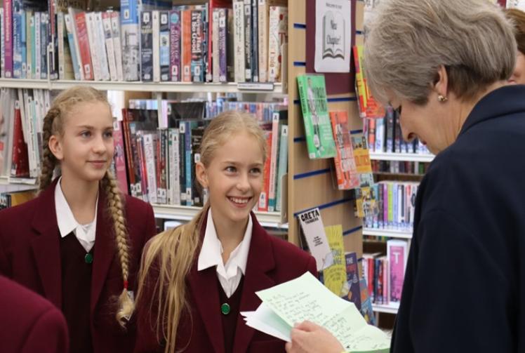 Theresa May visits Ukrainian school students in Maidenhead
