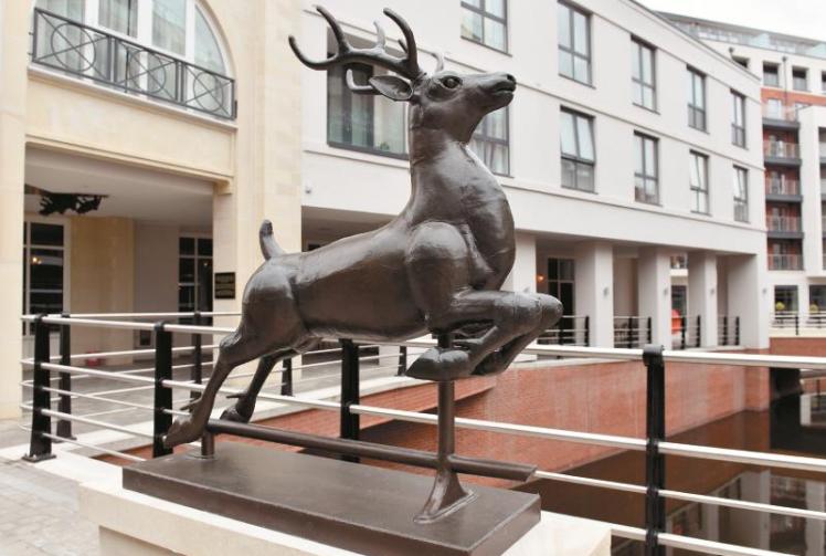 Stag sculpture joins waterside menagerie