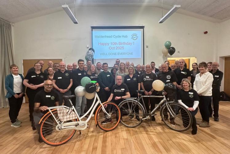 Maidenhead Cycle Hub team gather to celebrate 10th anniversary 