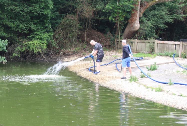 Pond filled with 80,000 litres of water to help stop it from drying out
