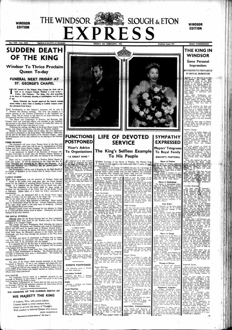 How the Windsor Express reported the Queen's Accession and Coronation